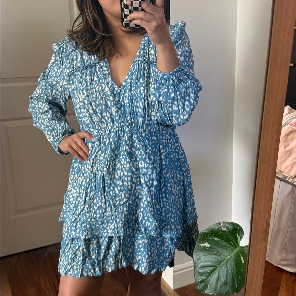 Zara Layers Animal Print Mini Dress. Size L